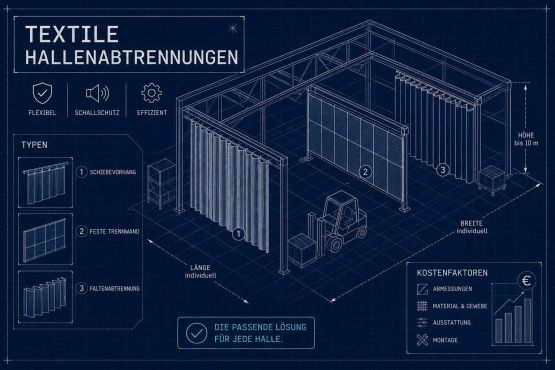 Textile Hallenabtrennungen: Typen, Kosten, Auswahl