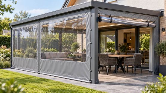Terrassenplane nach Ma&szlig;: Fenster, T&uuml;r und Befestigung