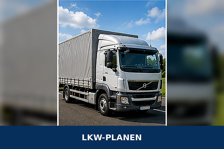 Lkw mit robuster grauer Planenabdeckung für den sicheren Transport