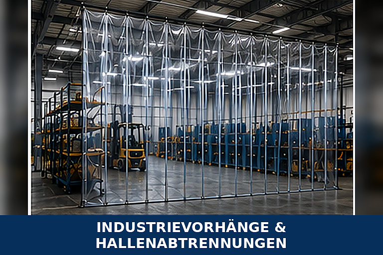Industrievorhänge und Hallenabtrennungen für flexible Raumtrennung in Gewerbehallen